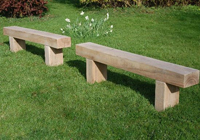 A pair of school benches